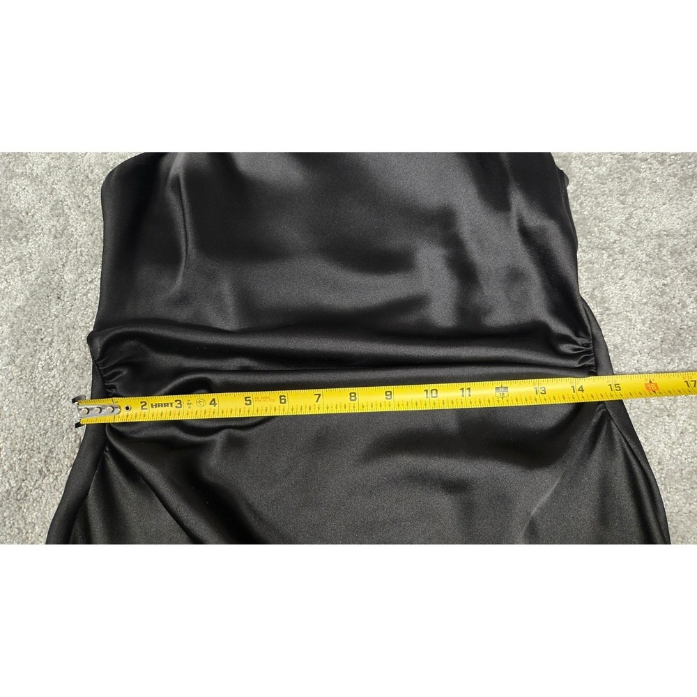 Zara Satin High Neck Ruched Maxi Dress Sleeveless‎ Formal Evening Black Size S - Picture 6 of 11